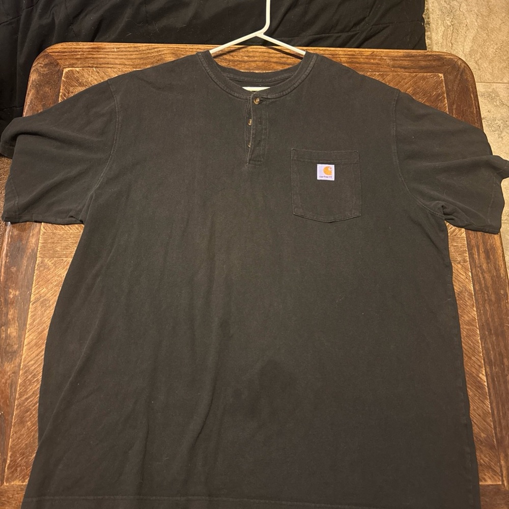 Carhartt Men's Pocket T-Shirt Black Short Sleeve With Buttons Size 2XL